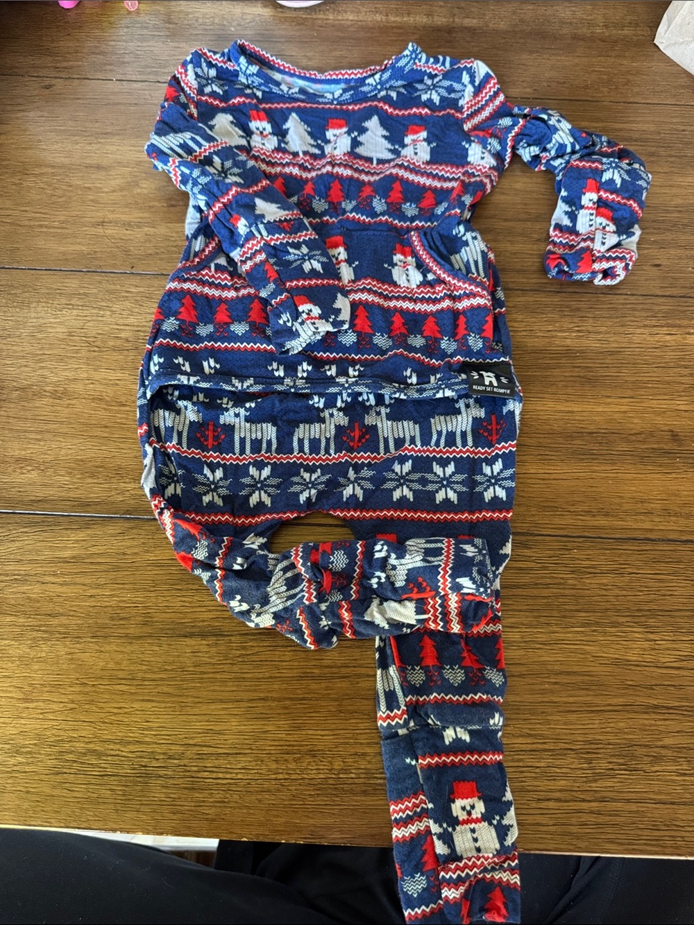 Ready Set Romper Navy Holiday Snowman